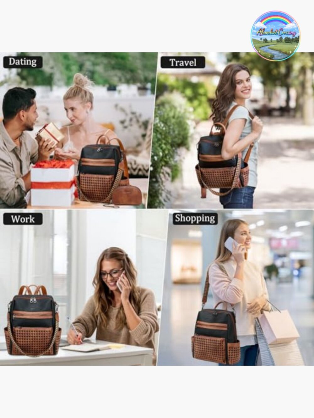 PU Leather Backpack Purse for Women Convertible Handbag Work Travel - Picture 7 of 7